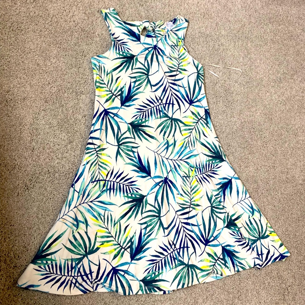 Sigrid Olsen SMALL Sleeveless Tropical A-Line Dress Beach